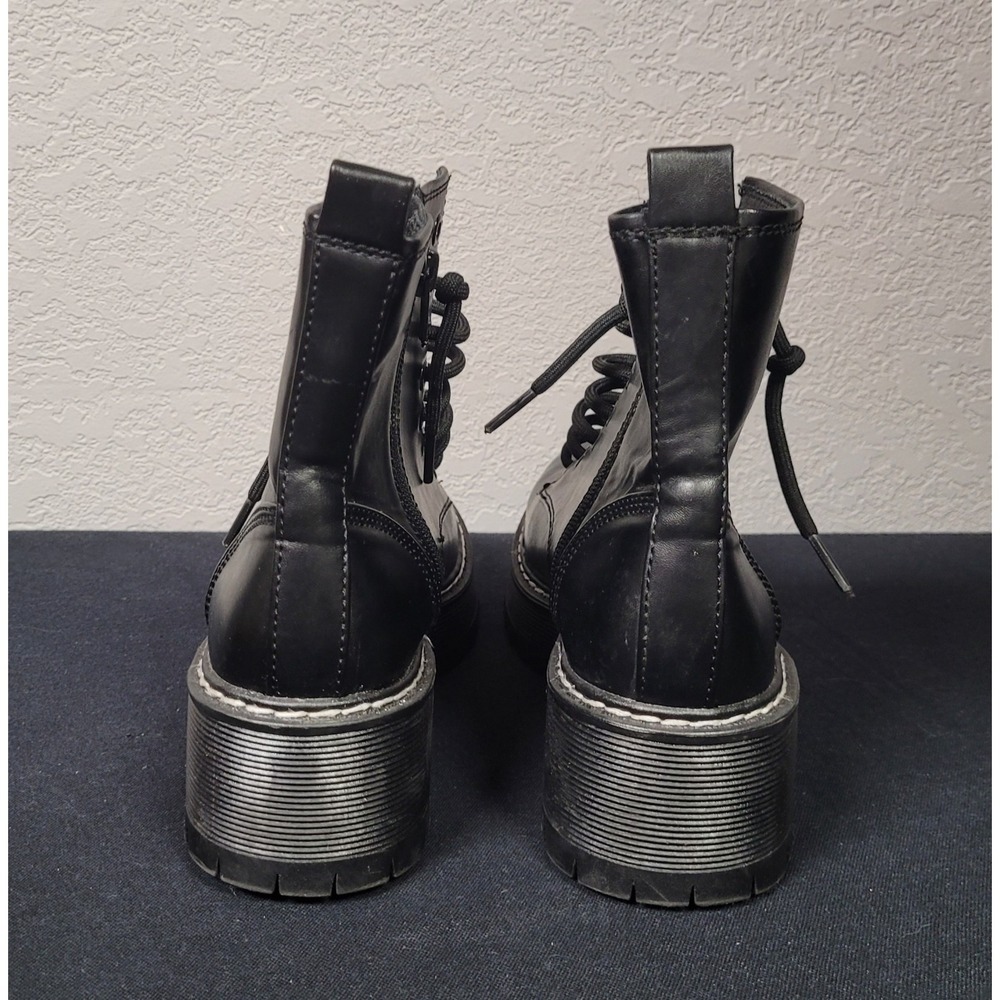No Boundaries Women's Lug Sole Combat Boots Black Faux Leather Side Zip Size 6 - Picture 6 of 14